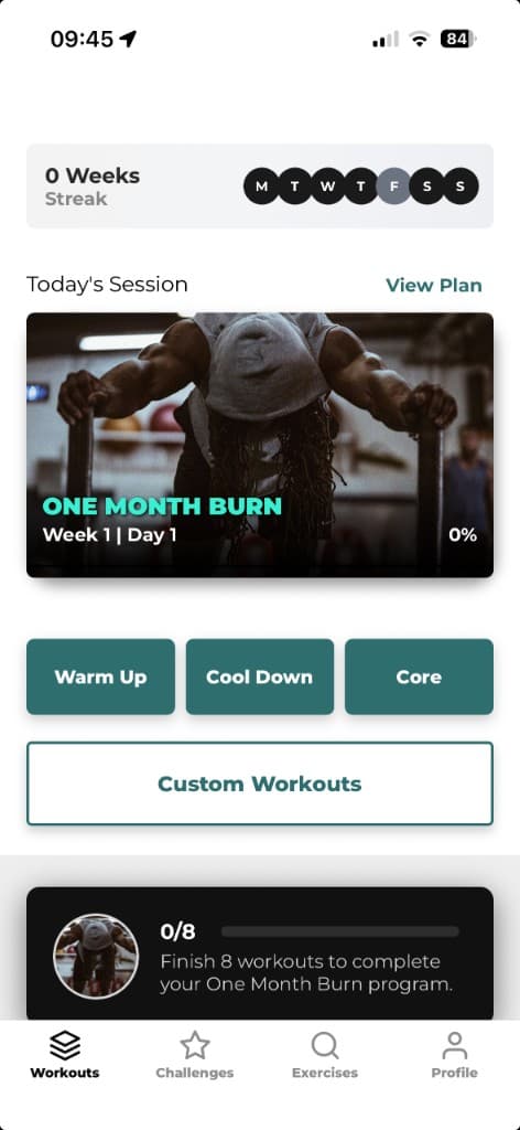 Rowing Machine Workouts home screen