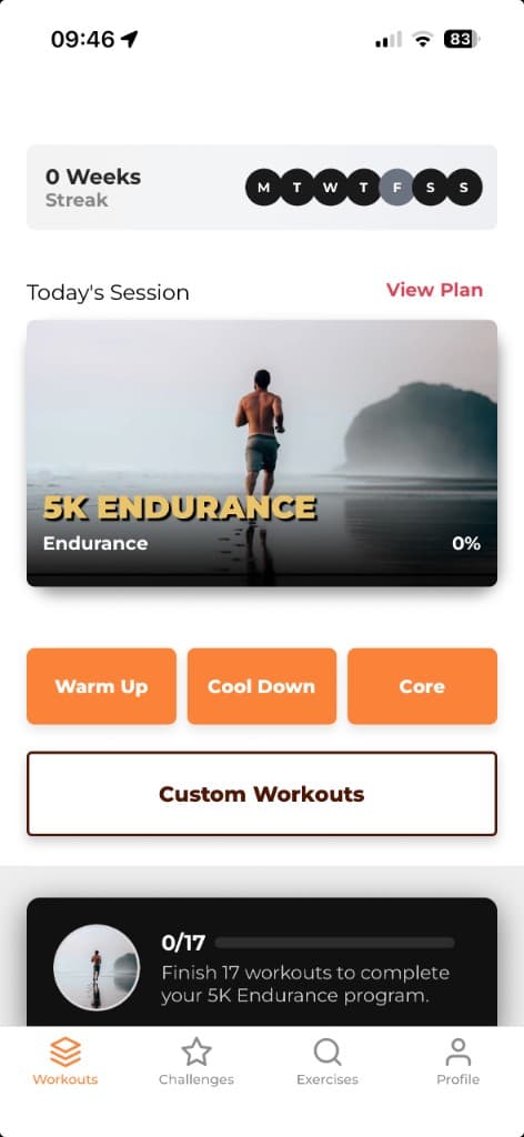 Treadmill Workouts home screen